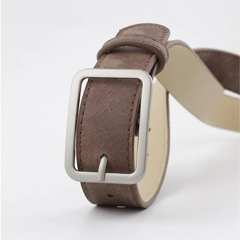 Lihtne mitmekülgne ruudukujuline hõbedane pandlaga naiste vöö vintage kunstnahast õhuke vöö kleit-särk vöö naistele disainivöö