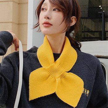 Новата порта Han Guodong плетене вълнена яка мека сестра малък бантик шал женски зимен кръст топъл шал CM101