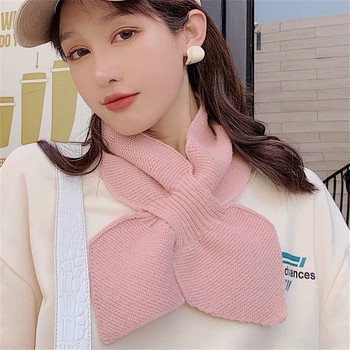 Новата порта Han Guodong плетене вълнена яка мека сестра малък бантик шал женски зимен кръст топъл шал CM101