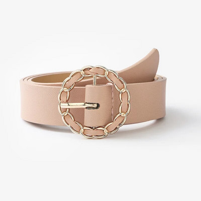 Dizainera siksna Jauna modes personība apaļas pogas uzvalks Ikdienas bikses Sieviešu josta Pu Daudzkrāsains Džinsi Dekoratīva off-balta josta