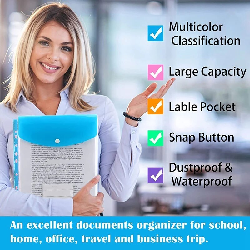 A4-es poliborítékos iratmappa pattintógombos vízálló táskával Számlajegyzetfüzet Irodaszer tartó Irodai iratrendező