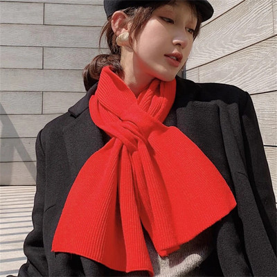 Новото издание на Хан чистоцветен вълнен шал qiu dong с дебел топъл плетен шал с яка моден кръст CN0010