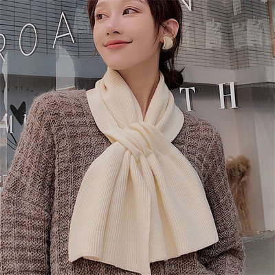 Novo han izdanje čistobojnog vunenog šala qiu dong s debelim toplim pletenim šalom i ovratnikom modnog križa CN0010