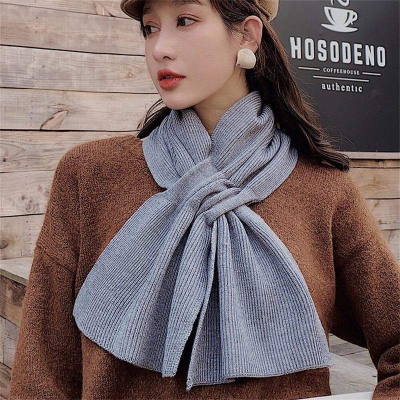 Novo han izdanje čistobojnog vunenog šala qiu dong s debelim toplim pletenim šalom i ovratnikom modnog križa CN0010