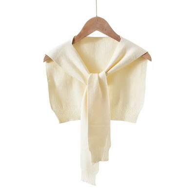 Korejska ženska zimska vunena bluza, ramena, ogrtač, šal s čvorovima, štitnik za vrat, lažni ovratnik, šal od kašmira, topli pleteni šal Q36