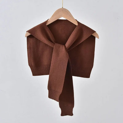 Korejska ženska zimska vunena bluza, ramena, ogrtač, šal s čvorovima, štitnik za vrat, lažni ovratnik, šal od kašmira, topli pleteni šal Q36