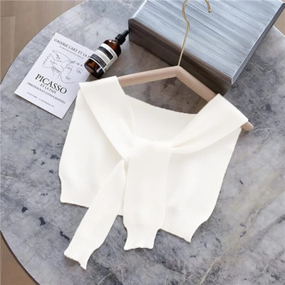 Korejska ženska zimska vunena bluza, ramena, ogrtač, šal s čvorovima, štitnik za vrat, lažni ovratnik, šal od kašmira, topli pleteni šal Q36