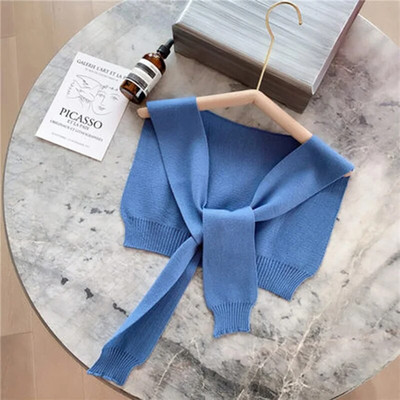 Korejska ženska zimska vunena bluza, ramena, ogrtač, šal s čvorovima, štitnik za vrat, lažni ovratnik, šal od kašmira, topli pleteni šal Q36