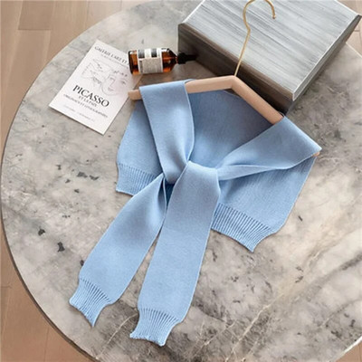 Korejska ženska zimska vunena bluza, ramena, ogrtač, šal s čvorovima, štitnik za vrat, lažni ovratnik, šal od kašmira, topli pleteni šal Q36