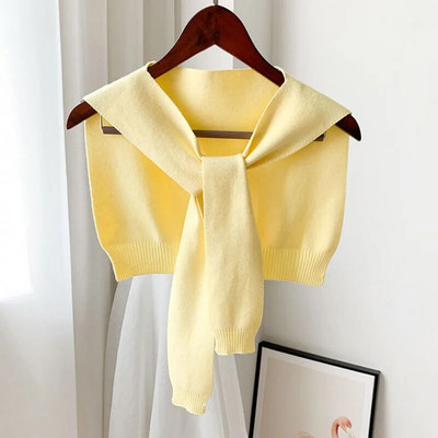 Korejska ženska zimska vunena bluza, ramena, ogrtač, šal s čvorovima, štitnik za vrat, lažni ovratnik, šal od kašmira, topli pleteni šal Q36