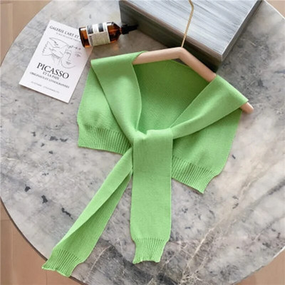 Korejska ženska zimska vunena bluza, ramena, ogrtač, šal s čvorovima, štitnik za vrat, lažni ovratnik, šal od kašmira, topli pleteni šal Q36
