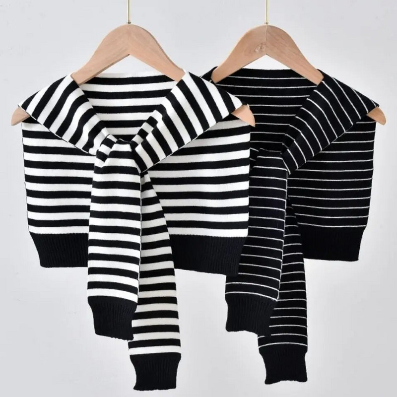 Korejska ženska zimska vunena bluza, ramena, ogrtač, šal s čvorovima, štitnik za vrat, lažni ovratnik, šal od kašmira, topli pleteni šal Q36