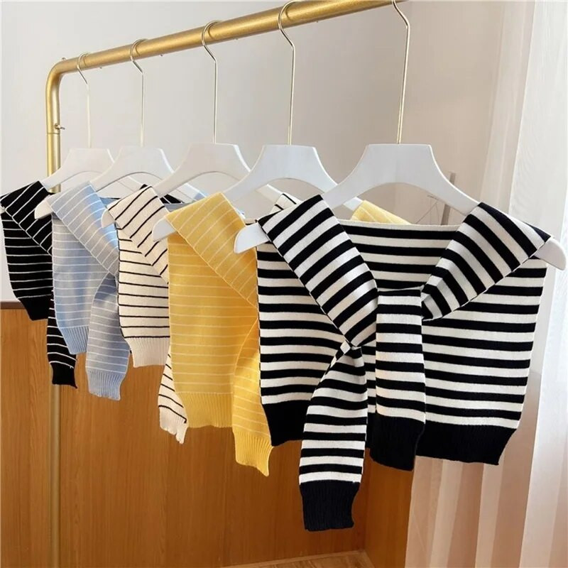 Korejska ženska zimska vunena bluza, ramena, ogrtač, šal s čvorovima, štitnik za vrat, lažni ovratnik, šal od kašmira, topli pleteni šal Q36