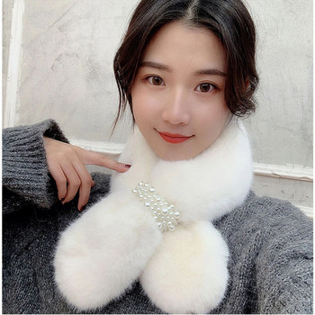 Μαργαριταρένιο μαντίλι χειμωνιάτικο νέο στυλ παχύρρευστη κορεατική εκδοχή κολάρου λαιμού από μαλλί σταυρωτό μαλλί DZ1