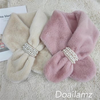 Μαργαριταρένιο μαντίλι χειμωνιάτικο νέο στυλ παχύρρευστη κορεατική εκδοχή κολάρου λαιμού από μαλλί σταυρωτό μαλλί DZ1