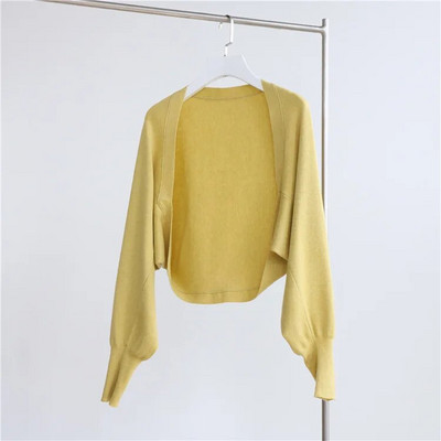 Novi vuneni pleteni šal u jesen i zimu 2023. Ženski jednodijelni kardigan siluete Nepravilnog jednobojnog klasičnog šišmiš rukava