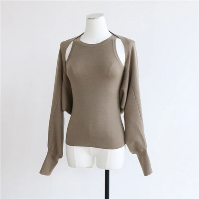 Novi vuneni pleteni šal u jesen i zimu 2023. Ženski jednodijelni kardigan siluete Nepravilnog jednobojnog klasičnog šišmiš rukava