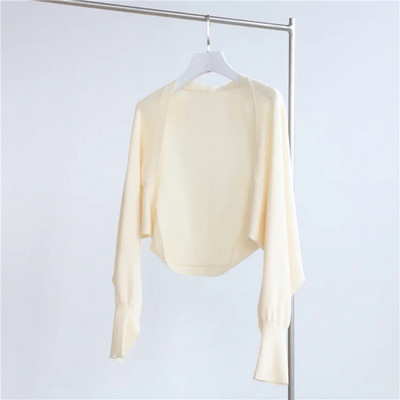 Novi vuneni pleteni šal u jesen i zimu 2023. Ženski jednodijelni kardigan siluete Nepravilnog jednobojnog klasičnog šišmiš rukava