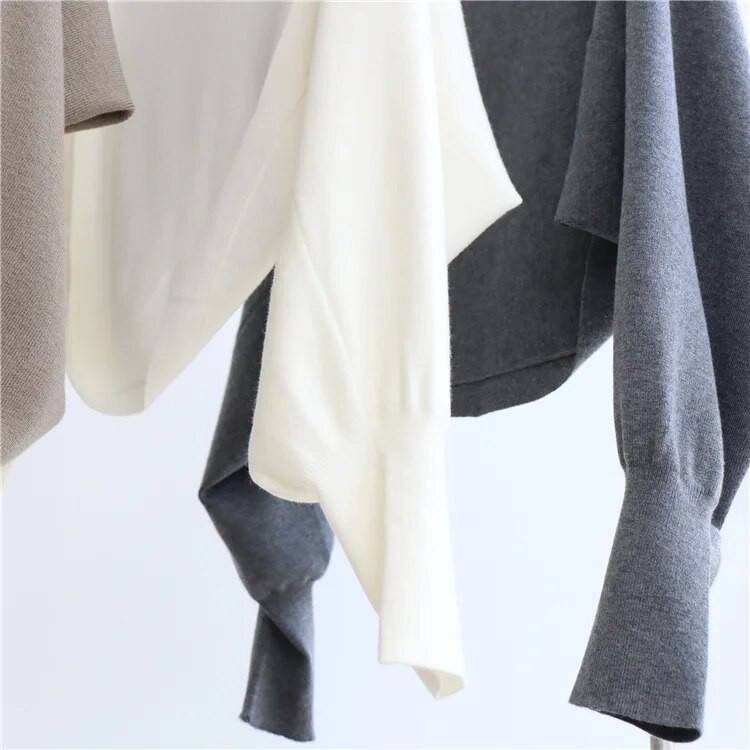 Novi vuneni pleteni šal u jesen i zimu 2023. Ženski jednodijelni kardigan siluete Nepravilnog jednobojnog klasičnog šišmiš rukava