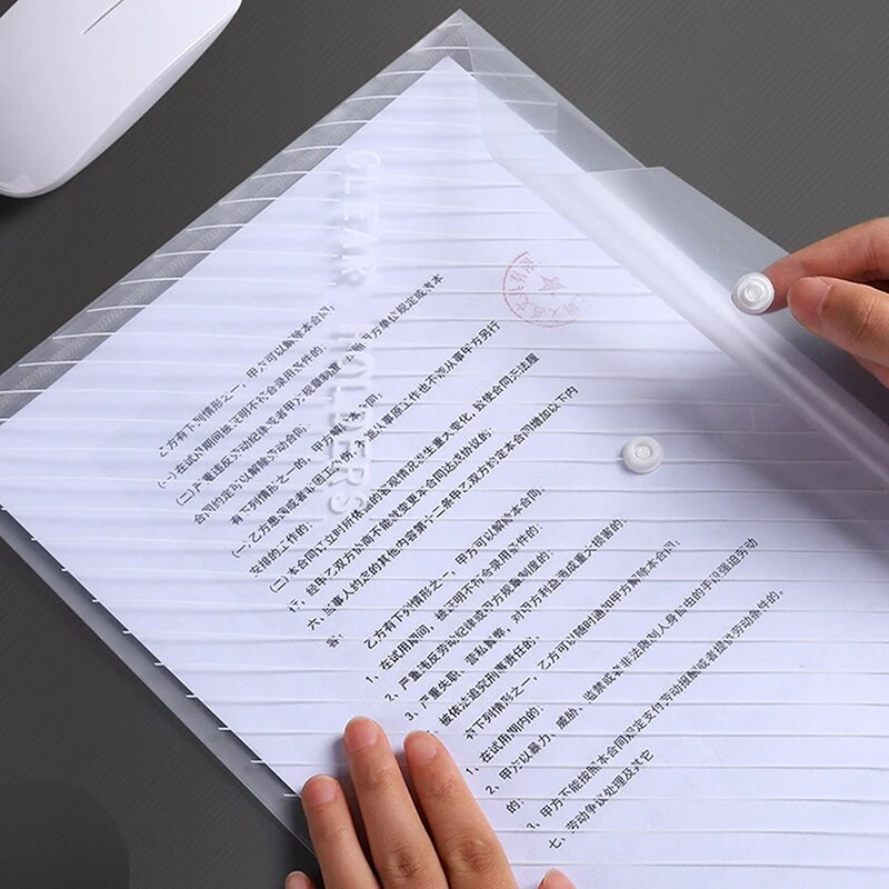 10 τμχ/σετ Τσάντα χοντρής λίμας Διαφανής αδιάβροχη πλαστική τσάντα πληροφοριών τύπου κουμπώματος Α4 Σχολική τσάντα γραφικής ύλης