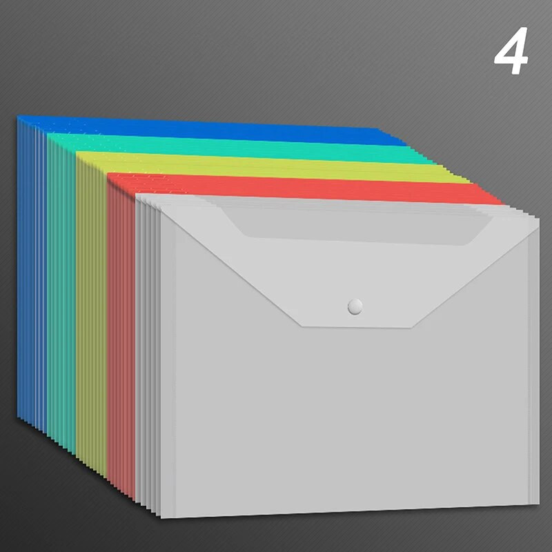 10 τμχ/σετ Τσάντα χοντρής λίμας Διαφανής αδιάβροχη πλαστική τσάντα πληροφοριών τύπου κουμπώματος Α4 Σχολική τσάντα γραφικής ύλης