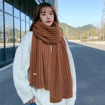 Нови корейски шалове за жени през есента и зимата Удебелена термична вълна за плетене Ученически шалове за японски любители през зимата