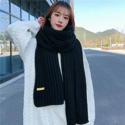 Jaunas korejiešu šalles sievietēm rudenī un ziemā sabiezinātas termiskās vilnas adīšanas studentu japāņu mīļotāju šalles ziemā