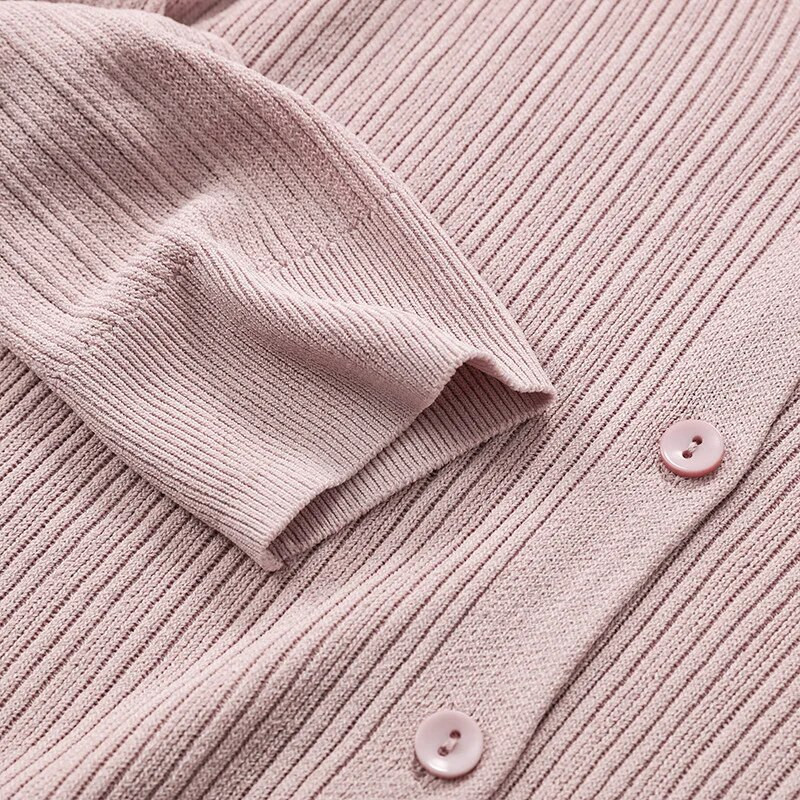 Ženski ljetni tanki pleteni kardigan Jednobojni prednji dio s otvorenim gumbima Široki kaput s klima-uređajem Ice Svilena krema za sunčanje Mali šal