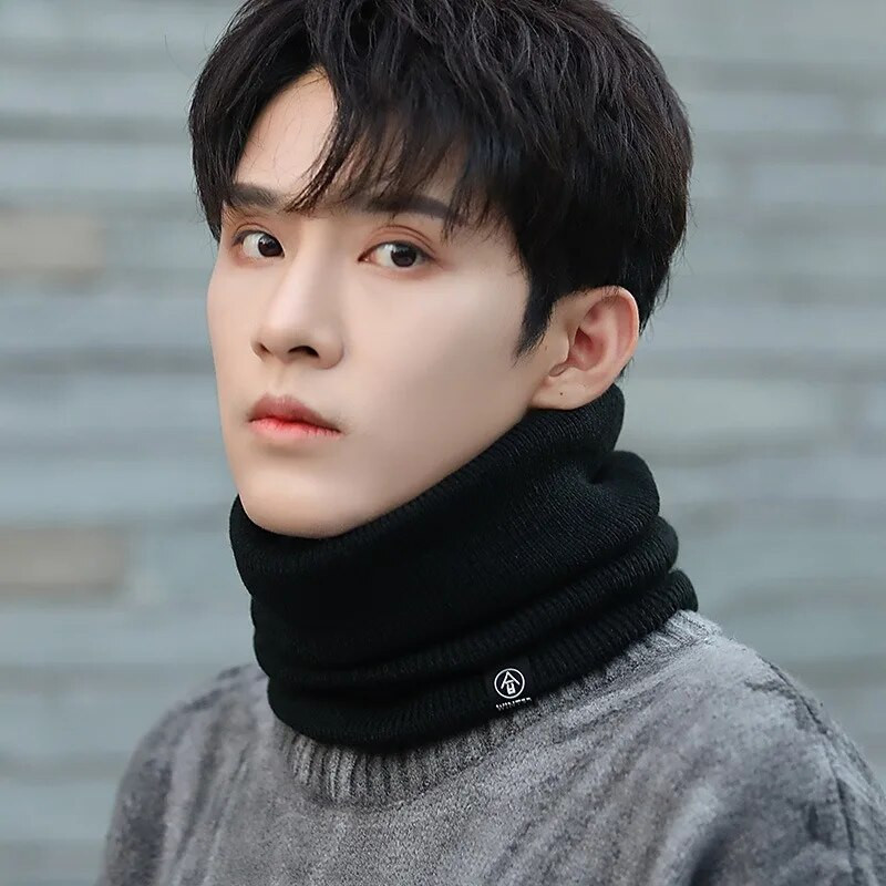 Μασίφ βελούδινο ζεστό χειμωνιάτικο μαντήλι με δαχτυλίδι Γυναικεία Ανδρικά πλεκτά μάσκα για όλο το πρόσωπο Φουλάρια λαιμόκοψης Κασκόλ Παχύ κασμίρ Κασκόλ Allmatch σιγαστήρα