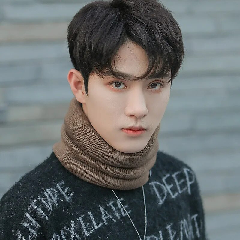 Μασίφ βελούδινο ζεστό χειμωνιάτικο μαντήλι με δαχτυλίδι Γυναικεία Ανδρικά πλεκτά μάσκα για όλο το πρόσωπο Φουλάρια λαιμόκοψης Κασκόλ Παχύ κασμίρ Κασκόλ Allmatch σιγαστήρα