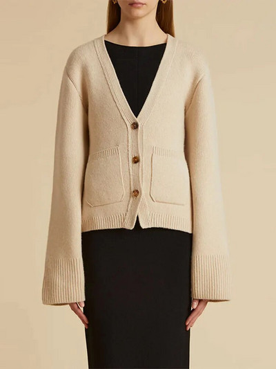 Jesen 2023. Jednobojni topli džepni kardigan s dugim rukavima i V-izrezom Ženska modna široka ulična odjeća