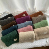 Új meleg téli sál nőknek Solid Fashion kötött kendő és becsomagoló férfi hosszú sál nőknek