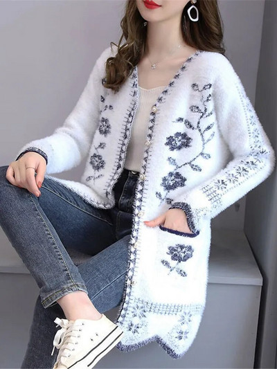 Džemper jakna jesen zima Ženska nova modna jakna od jacquard gumba Kardigan od pletiva Ženske ležerne ženske jakne džemper ZY7227