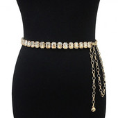 Εκλεκτή κατασκευή Μοντέρνα γυναικεία αλυσίδα από ψεύτικο κρύσταλλο κοιλιά Ζώνη με αλυσίδα καθαρού χρώματος σέξι για καθημερινό ντύσιμο