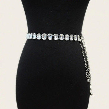 Фина изработка Модерен дамски изкуствен кристал Верига за корем Чист цвят Верига Колан Секси за ежедневно носене