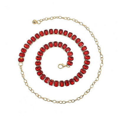 Εκλεκτή κατασκευή Μοντέρνα γυναικεία αλυσίδα από ψεύτικο κρύσταλλο κοιλιά Ζώνη με αλυσίδα καθαρού χρώματος σέξι για καθημερινό ντύσιμο