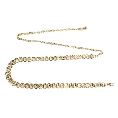 Εκλεκτή κατασκευή Μοντέρνα γυναικεία αλυσίδα από ψεύτικο κρύσταλλο κοιλιά Ζώνη με αλυσίδα καθαρού χρώματος σέξι για καθημερινό ντύσιμο