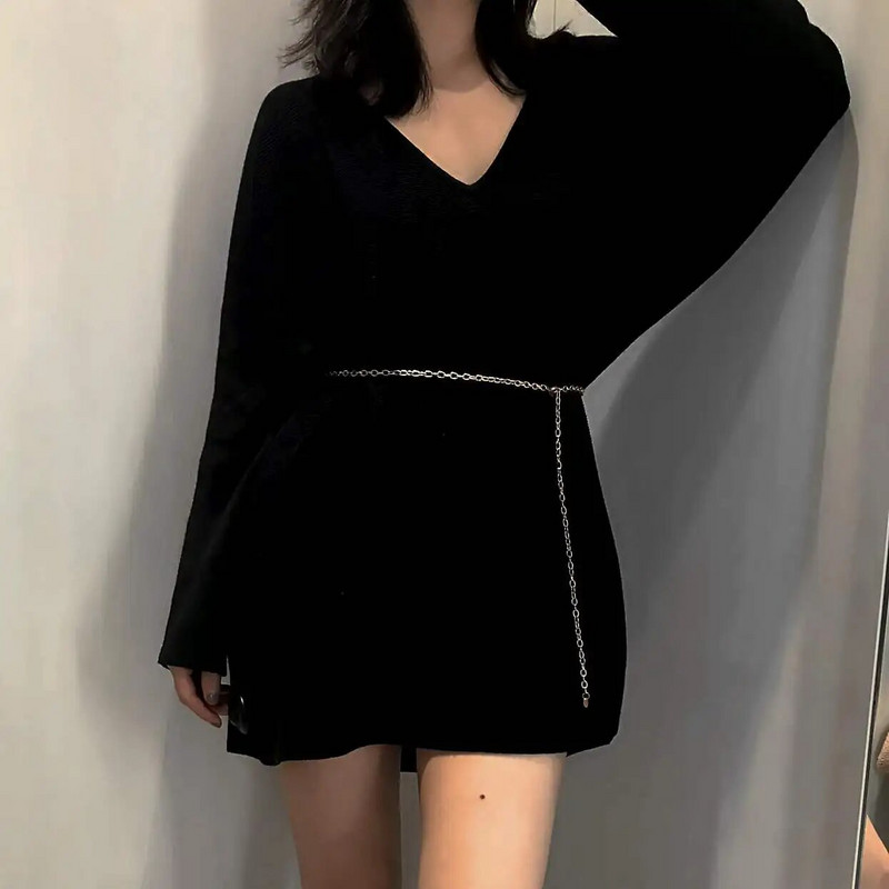 Metalni remen sa zvjezdastom bojom za žene, tanki, uski, dugi, podesivi remeni s lančićima, ženski ukrasni ženski pojas s kićankama u obliku zvijezda