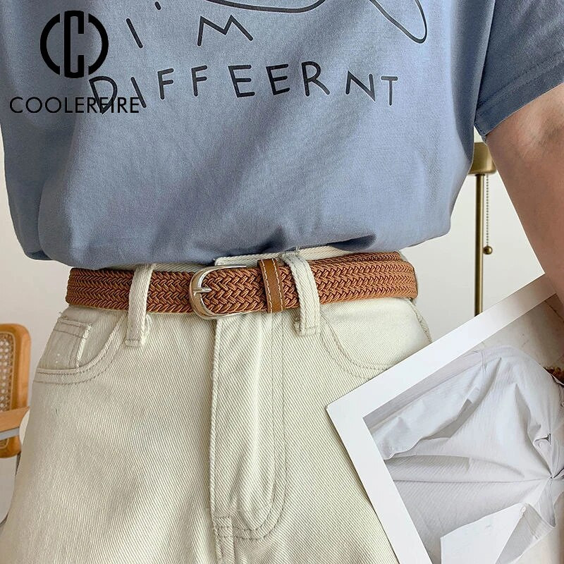 Divat női kötött vászon rugalmas sztreccs öv szövet alkalmi szőtt öv női farmernadrág heveder taktikai pánt öv AL078