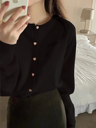 Pleteni kardigan ženski 2023 proljeće jesen nježnog stila kratki jednokopčani dizajn sa dugmadima slatki džemper kaput višenamjenski