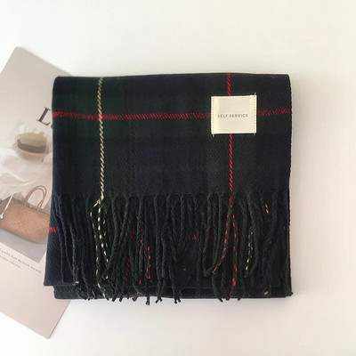 Zimski šal Ženski šal Topli šal Ženski karirani šal Traka oko vrata Šal s resama Modni ženski luksuzni plavi šal Novo 2023.