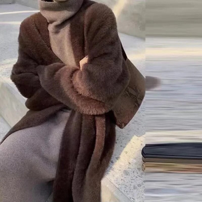 Fehér hosszú kardigán nőknek téli ruhák Kötött bolyhos hosszú ujjú kasmír pulóver kabát Clotkorean stílusú meleg vintage