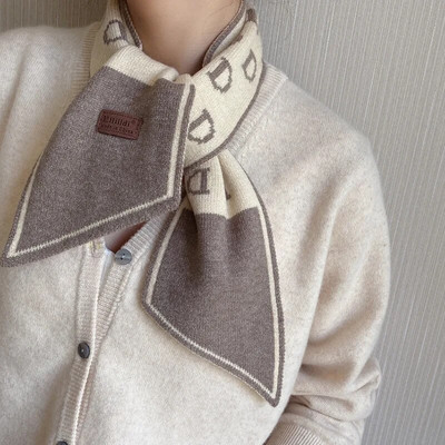 2022. Nova luksuzna marka Haundstooth Karirani pleteni šal Šal Ženski zimski šal Dugi mršavi mali šal Ženski šal oko vrata