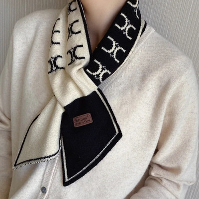 2022. Nova luksuzna marka Haundstooth Karirani pleteni šal Šal Ženski zimski šal Dugi mršavi mali šal Ženski šal oko vrata