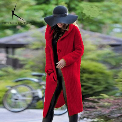 Új kasmír kardigán ősszel és télen női bő, hosszú ujjú pulóver, egyszínű kötött, hosszú, vastagított felső