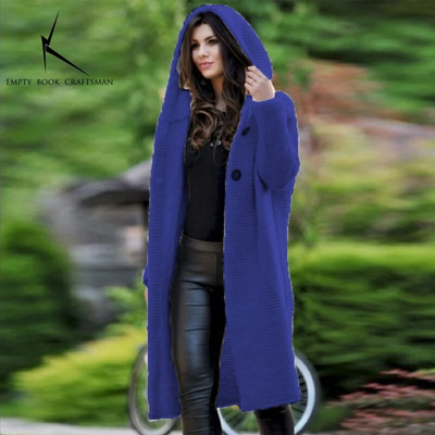 Új kasmír kardigán ősszel és télen női bő, hosszú ujjú pulóver, egyszínű kötött, hosszú, vastagított felső