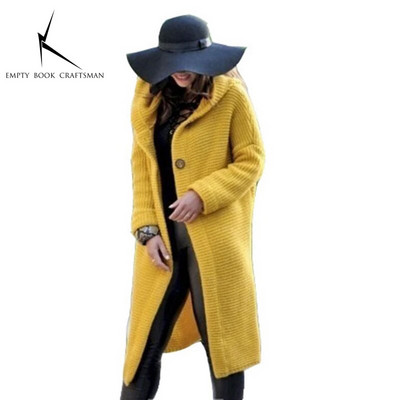 Új kasmír kardigán ősszel és télen női bő, hosszú ujjú pulóver, egyszínű kötött, hosszú, vastagított felső