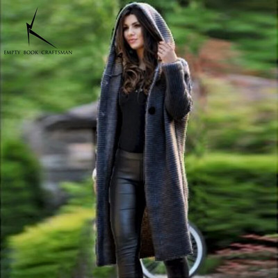 Új kasmír kardigán ősszel és télen női bő, hosszú ujjú pulóver, egyszínű kötött, hosszú, vastagított felső