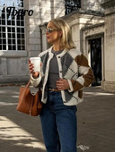 Modni pleteni kardigan kontrastne boje s O-izrezom Vintage Elegantni jednoredni kaput dugih rukava Ženska vrhunska odjeća