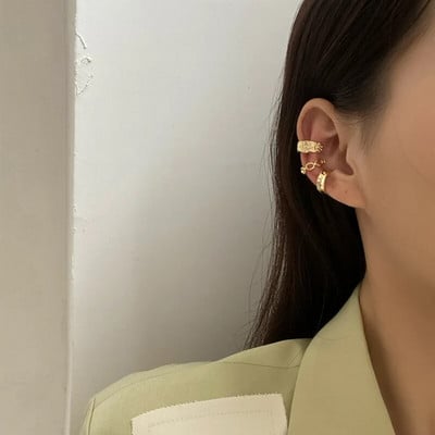 Srebrne naušnice s kopčama s lišćem za žene i muškarce, kreativne, jednostavne C manžetne za uši bez piercinga, set štipaljki za uši, trend nakita, poklon